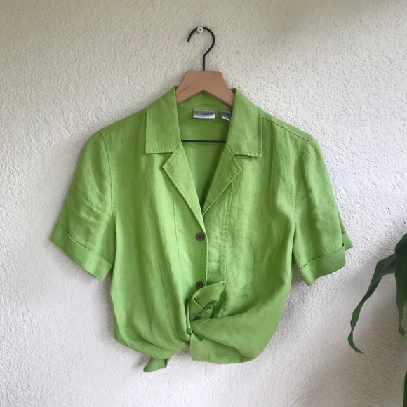 Vintage Tops - Retro linen button up top